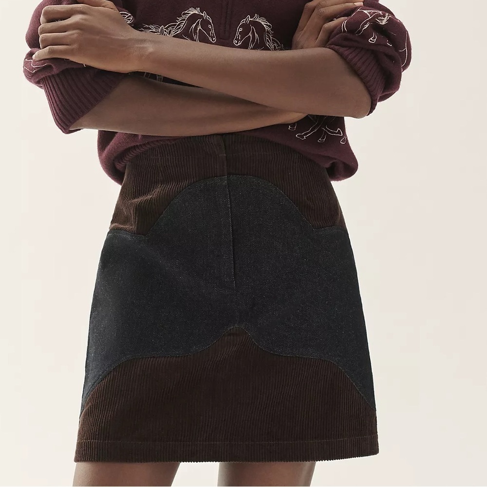 NWT! Plenty by Tracy Reese Two-Tone Corduroy Mini Skirt 📊